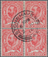 Großbritannien: 1912, 1d. Scarlet, Wm Simple Cipher, Die 1B, Inverted Watermark, Block Of Four Showi - Other & Unclassified