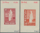 Island: 1938, Great Geyser 20aur. And 50aur. In IMPERFORATE DIE PROOFS In Different Shades Of Red On - Autres & Non Classés