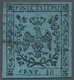Italien - Altitalienische Staaten: Modena: 1852: 40 Cents Black On Light Blue ("celeste"), Without D - Modène