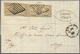 Italien - Altitalienische Staaten: Romagna: 1859, 1/2 Baj Black On Pale Yellow, Horizontal Strip Of - Romagne