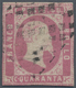 Italien - Altitalienische Staaten: Sardinien: 1851, 40 C Rose (rosa Lila, Sassone 3d, CV 10,000 €) C - Sardinia