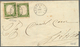 Italien - Altitalienische Staaten: Sardinien: 1862, 2 X 5 C Bronze-green, Each Stamp With Three Marg - Sardaigne