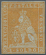 Italien - Altitalienische Staaten: Toscana: 1853, 1 Soldi Yellow On Grey Paper, Mint Little Hinged, - Toscane