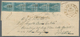 Italien - Altitalienische Staaten: Toscana: 1851. 2 Crazie Light Blue On Grey, Vertical Strip Of Fiv - Toscane