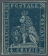 Italien - Altitalienische Staaten: Toscana: 1851, 6 Cr Deep Blue On Blue, Close To Full Margins, Fre - Tuscany