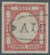 Italien: 1861, 5 Grana Rot Luxus, Mit Ovalem Teilabschlag Des Seltenen ALCAMO (bolli Ovali Con Fregi - Neufs