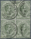 Italien - Paketmarken: 1884, König Umberto I. 10 C. Dunkeloliv Im Viererblock Mit Stempeln 'ROMA SUC - Colis-postaux