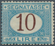 Italien - Portomarken: 1874, 10l. Blue/brown, Fresh Colour, Well Perforated, Mint O.g., Faint Toning - Postage Due