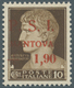 Italien - Lokalausgaben 1944/45 - Mantova: 1945, Freimarken Von Italien 10 C. Braun Mit Roten Aufdru - Other & Unclassified