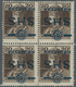 Jugoslawien: 1918, SHS Overprints, 20f. Brown "Karl", Block Of Four With Inverted Overrpint In Blue - Unused Stamps