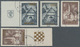 Kroatien: 1941, 1.50 Din. + 1.50 Din. And 4 Din. + 3 Din. Exhibition Stamps With Gold Imprint. Here - Croatie