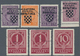 Kroatien - Portomarken: 1941, 0,50 Pair, 5 Din, 1 K. And 10 K. Used With Shifted Overprint Or Plate - Kroatien