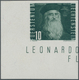 Liechtenstein: 1948, Flugpioniere, 10 Rp. Grün "Leonardo Da Vinci" Ungezähnt Aus Der Linken Unteren - Lettres & Documents