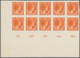 Luxemburg: 1944: Granduchess Charlotte, 20 C Orange, Imperforated Proof On Carton, Block Of Ten From - Other & Unclassified