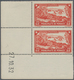 Monaco: 1933, Monaco From Cap D’Ali 45c. In Scarce Shade RED Vertical Pair From Lower Left Corner Wi - Oblitérés