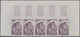 Monaco: 1948/1949, Pictorial Definitives Complete Set Of 13 In IMPERFORATE Marginal Strips Of Five, - Used Stamps