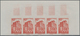 Monaco: 1948/1949, Pictorial Definitives Complete Set Of 13 In IMPERFORATE Marginal Strips Of Five, - Used Stamps