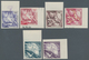 Monaco: 1955, Airmails Birds, 100fr. To 500fr., Two Imperforate Colour Proofs Each, Unmounted Mint ( - Oblitérés