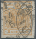 Österreich: 1850, 1 Kr. Wappen Handpapier Dunkelbraunorange Mit Teilstempel "DNESPEK 24/5", Quadrill - Ungebraucht