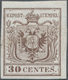 Österreich - Lombardei Und Venetien: 1850. 30 Centes. Braun, Ungebraucht Mit Gummirestchen, Handpapi - Lombardo-Venetien