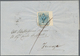 Österreich - Lombardei Und Venetien: 1857: 45 Centes Blau, Vom Bogenrand, Auf Brief Von Massa 12/6 N - Lombardo-Venetien