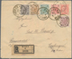 Österreich - Ganzsachen: 1894, 5 Kr Rosa Mit 5-Farben-Zusatzfrankatur Auf R-Brief Von Wien Nach Essl - Autres & Non Classés