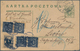 Polen - Portomarken: 1921, Four Items 100 F Dark-blue And One 8 M Blue-black Surcharge On Postal Sta - Portomarken