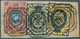 Russland: 1865, 1  Kop. Black Yellow, 3 Kop. Black Green And 10  Kop. Blue Brown (back Print Of 5 Ko - Sonstige & Ohne Zuordnung