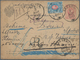 Russland - Ganzsachen: 1887 Postal Stationery Carduprated With 14 Kop. Blue/red And Sent By Register - Entiers Postaux