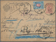 Russland - Ganzsachen: 1887 Postal Stationery Carduprated With 14 Kop. Blue/red And Sent By Register - Ganzsachen