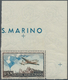 San Marino: 1951, Airmail 1000 L. With Corner Sheet Margins, Mint Never Hinged, Fine - Neufs