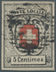 Schweiz: 1851 'Neuenburg' 5 C. Tiefschwarz/rot, Entwertet Mit Schwarzer Eidg. Raute, Farbfrisch, Rin - Neufs