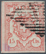 Schweiz: 1852 Rayon III 15 Cts. Rötlichkarmin, Type 7 Mit Plattenfehler "diag. Strich Durch Das Mark - Neufs