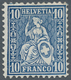 Schweiz: 1862. 10 Rp Blau, "Sitzende Helvetia", Gut Gezähnt Und Sauberer Falz, Signiert Guinand. - Neufs