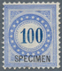 Schweiz - Portomarken: 1881, 100 C Ultramarin/blau Mit Rahmentype II (oberes Rechtes Rad Unten Ausge - Taxe