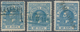 Serbien: 1866, 40pa. Ultramarine, Perf. 12, Group Of Three Used Copies Showing Clear Strikes Of Vari - Serbia