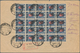 Ukraine: 1918, 20 K On 14 K Blue/rose With "Trident" Overprint, Block Of 25 Stamps, Multiple Mass Fr - Ukraine