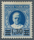 Vatikan: 1934, 1,30 L On 1,25 L Blue Provisional Definitive, Second Printing, Surcharge With Additio - Unused Stamps