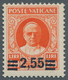 Vatikan: 1934, 2,55 L On 2,50 L Orange-red Provisional Definitive, First Printing, Both Numbers "5" - Unused Stamps