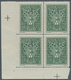 Vatikan: 1945, 50 C Green, Block Of 4 From Lower Left Corner, Left Stamps With Imperforated Left Mar - Neufs