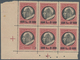 Vatikan: 1945, 3 L On 1,50 L Carmine/black, Block Of 6 From Lower Left Corner, Corner Stamp With Alm - Unused Stamps