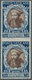 Vatikan: 1946, Cardinal Reginald Pole 2.50l. Blue/brown Vertical Pair IMPERFORATE BETWEEN, MNH And S - Unused Stamps