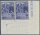 Vatikan: 1949, 3 L Violet "basilicas", Horizontal Pair From Lower Right Corner With Imperforated Rig - Ungebraucht