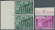 Vatikan: 1949, Definitives "basilicas", Lot With 3 Varieties: 13 L Deep Green, Vertical Pair From Le - Unused Stamps