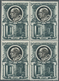 Vatikan: 1953, Pope Pius XII. 5l. Black-green/black Block Of Four IMPERFORATE At Left With Short Mar - Unused Stamps