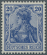 Deutsches Reich - Germania: 1915, Germania Kriegsdruck, 20 Pfg. Violettultramarin, Postfrisches Luxu - Unused Stamps