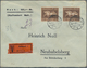 Deutsches Reich - 3. Reich: 1936, 42 Pfg. Braun Marke Aus Braunes Band-Block, Zwei Portogerechte Fra - Covers & Documents