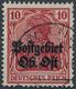 Deutsche Besetzung I. WK: Postgebiet Ober. Ost: 1916, 10. Pf. Aufdruckausgabe In Seltenster Farbe Du - Occupation 1914-18