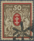 Danzig: 1922, 50 Mark Rot/gold Sauber Entwertet Mit Korkstempel, Echt Und Einwandfrei, Fotoattest BP - Autres & Non Classés