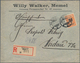 Memel: 1925, 50 Cent. Auf 500 Mark Als Einzelfrankatur Auf Einschreiben Ab "KLAIPEDA 23 V 25" Mit Zw - Memel (Klaïpeda) 1923
